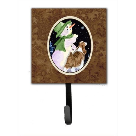 Jensendistributionservices 4.25 x 6 in. Snowman with Springer Spaniel Leash Or Key Hook MI1657267